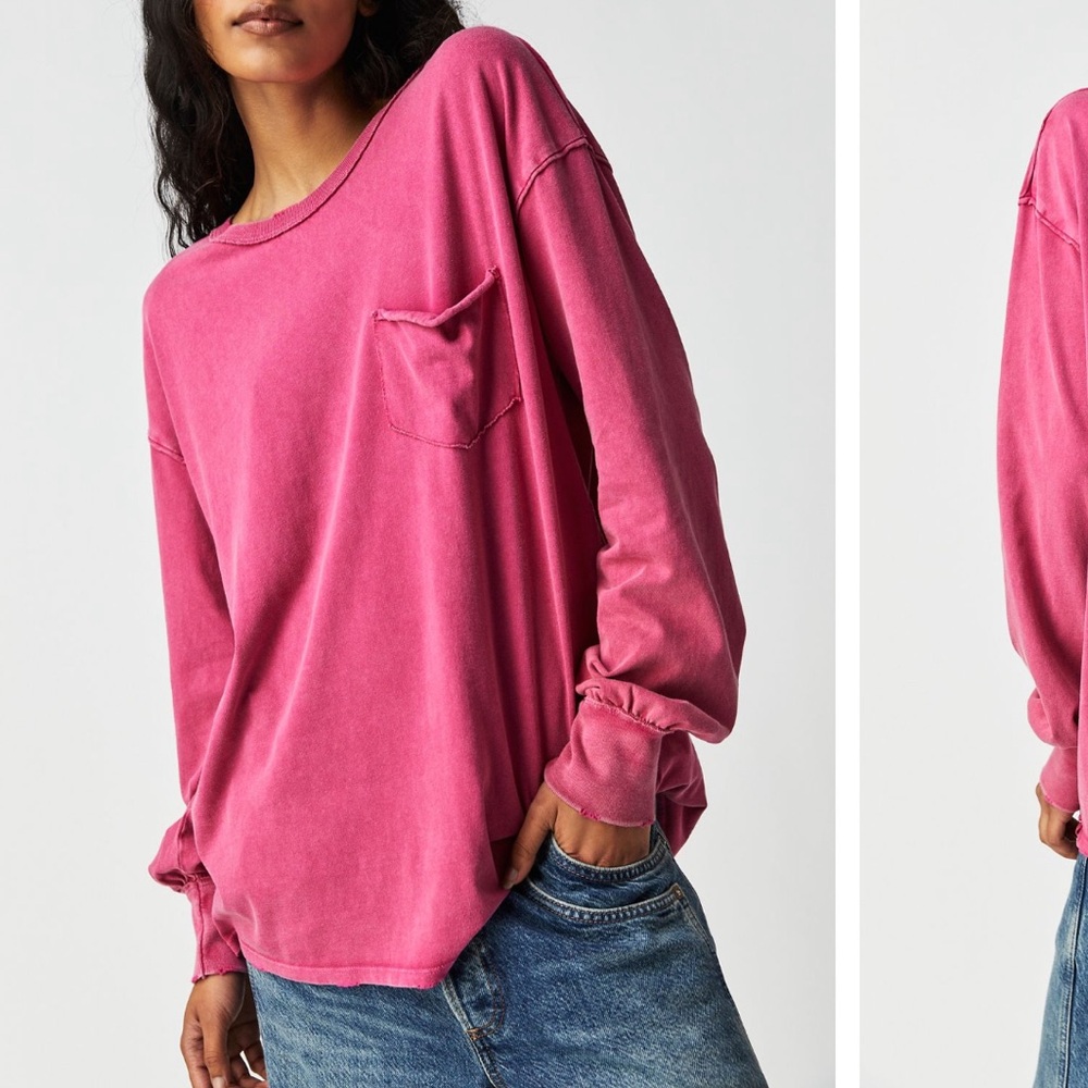 Free People Fade Into You Long Sleeve Tee, XS